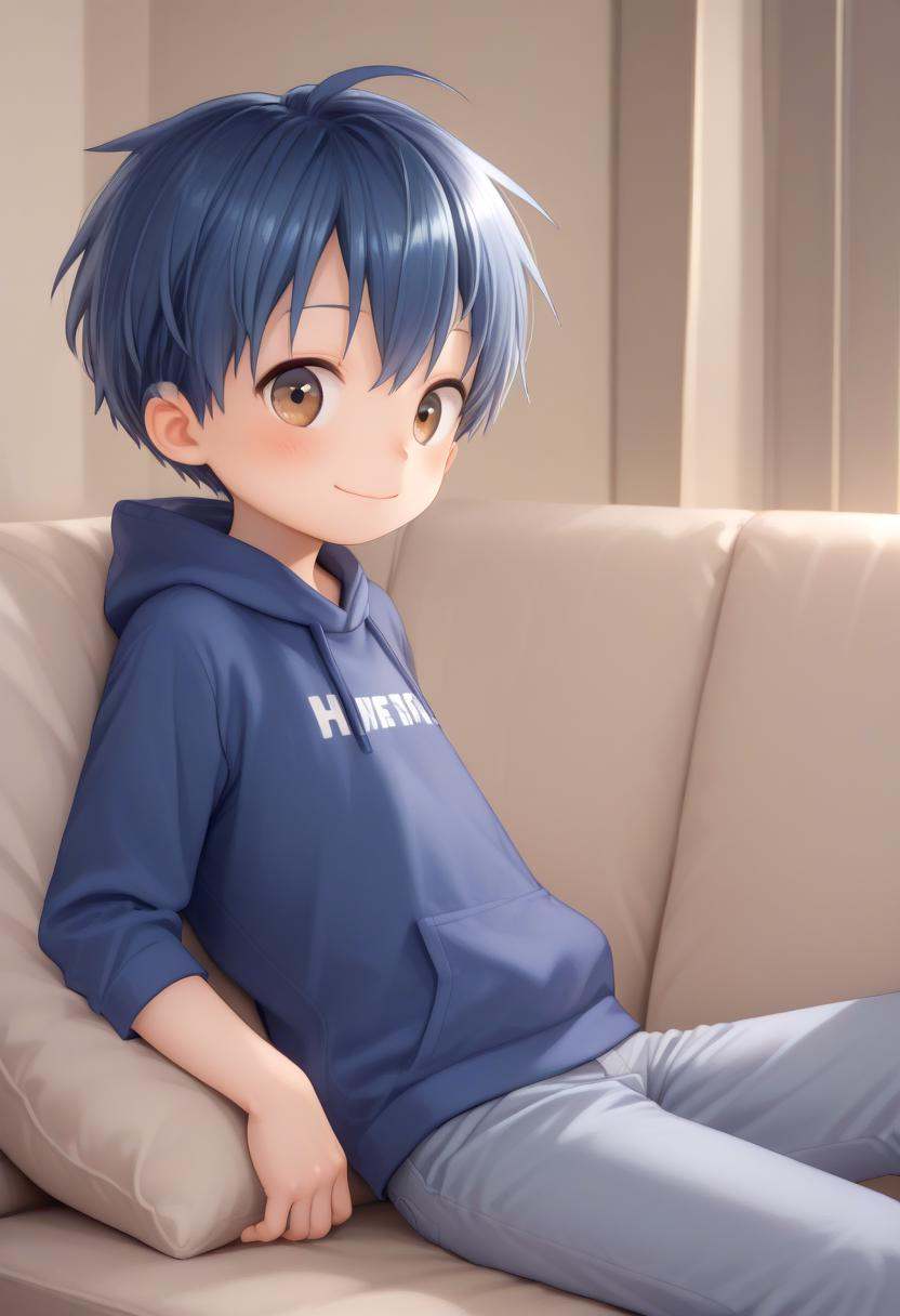 type-k,  blue hair,  hoodie on Tensor.Art