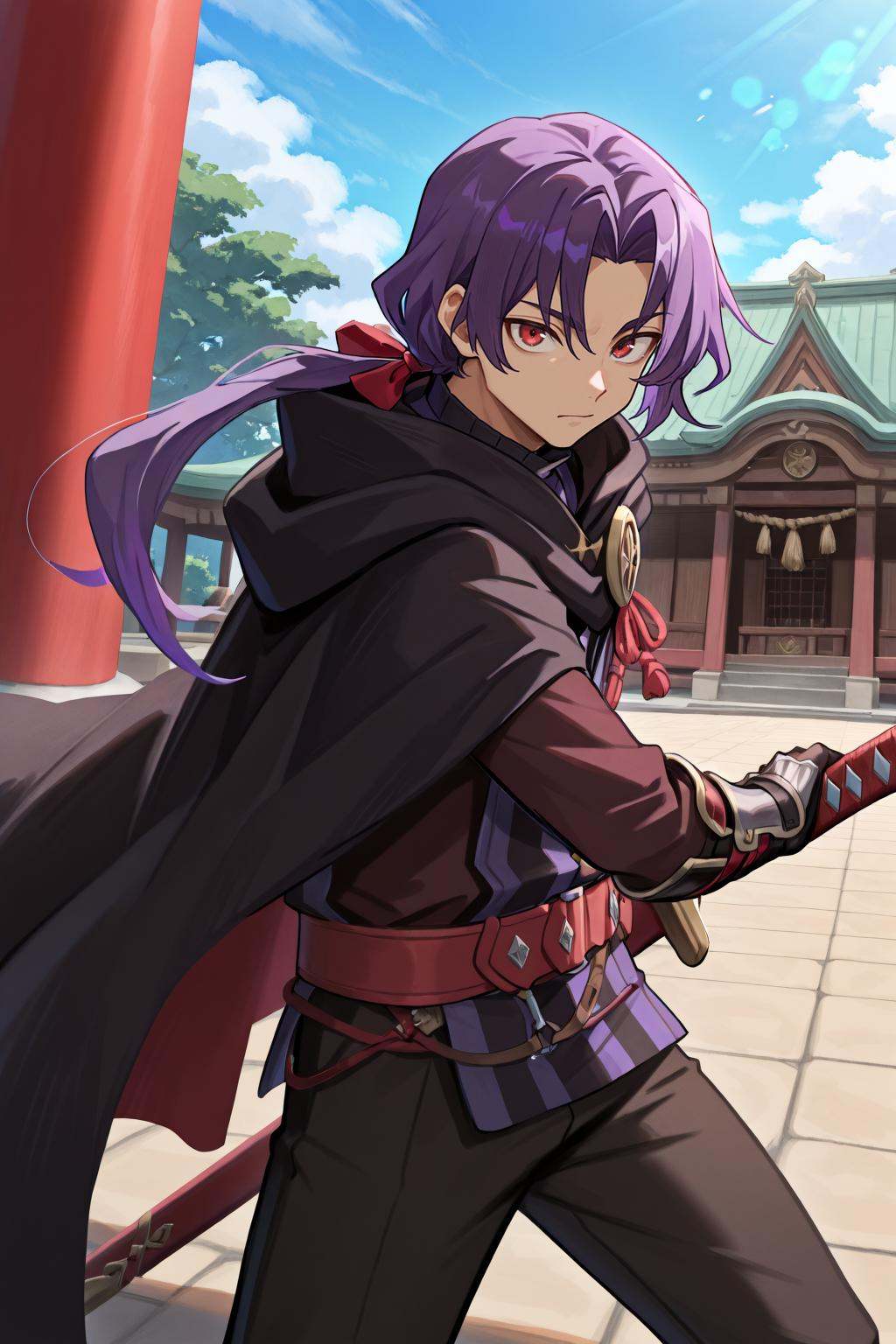 battoujutsu stance,  sheathed,  sheath on Tensor.Art