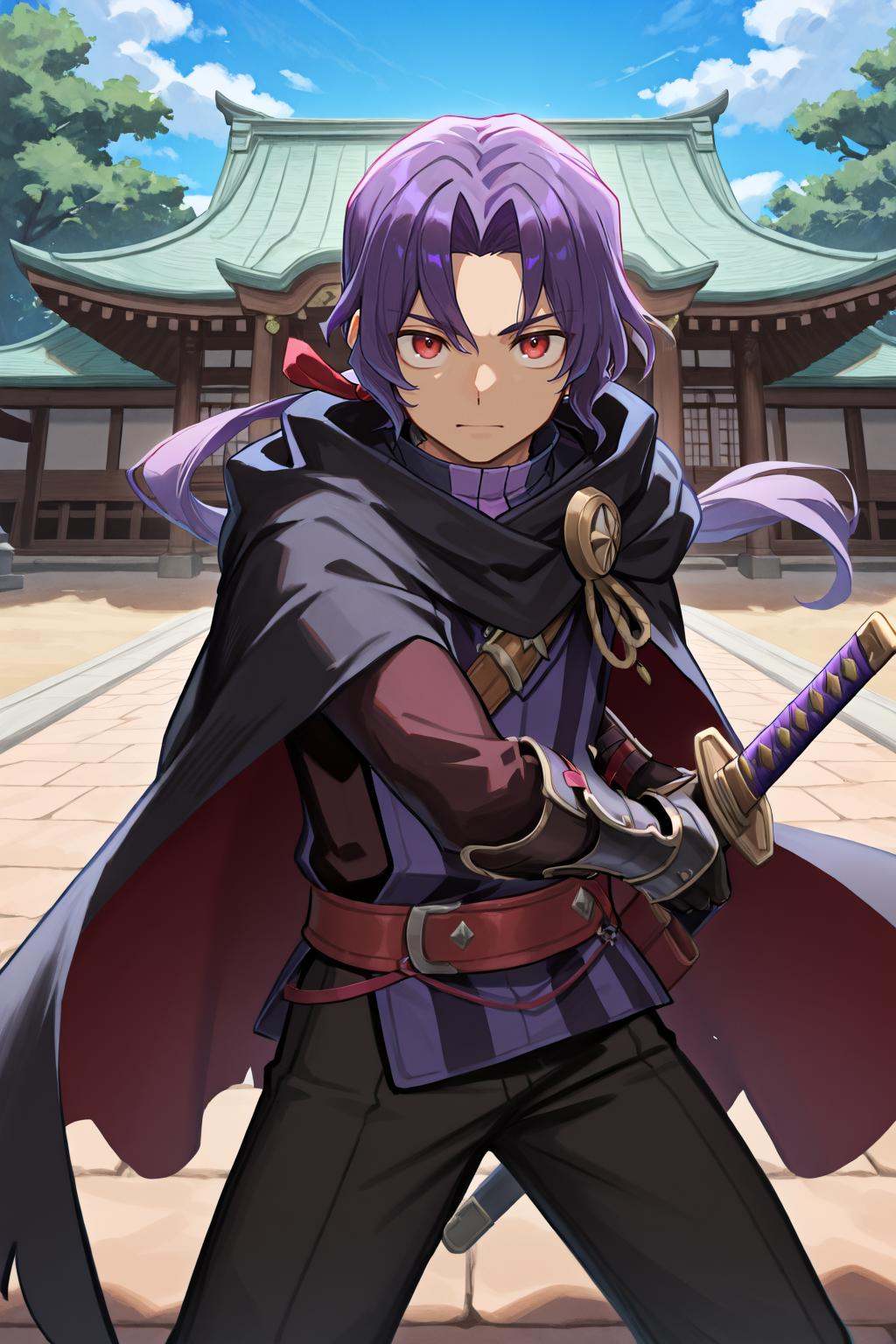 battoujutsu stance,  sheathed,  sheath on Tensor.Art