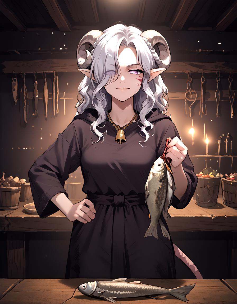 tiefling,  tail,  pointy ears on Tensor.Art