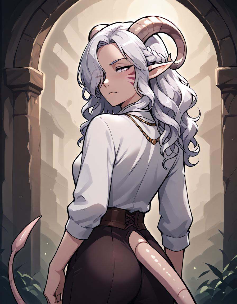 tiefling,  tail,  from behind on Tensor.Art