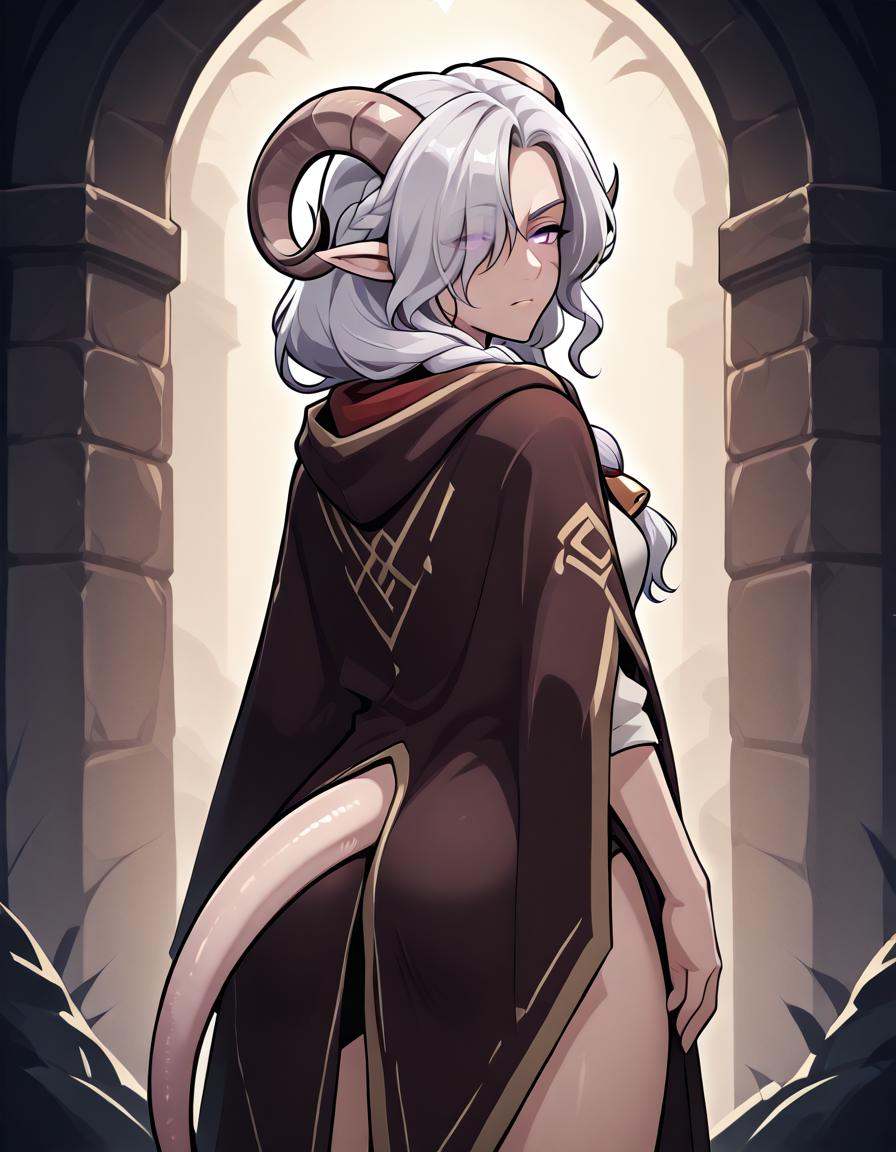 tiefling,  tail,  from behind on Tensor.Art