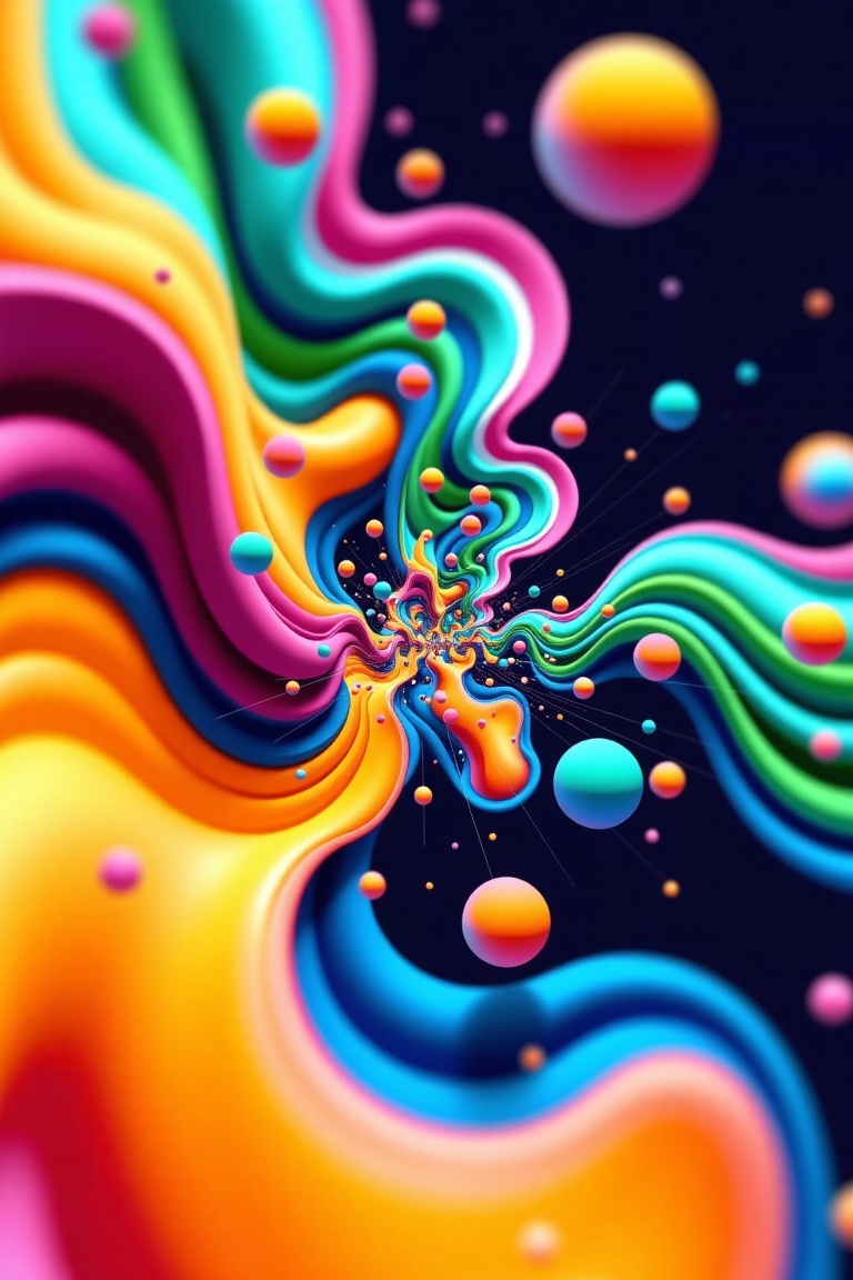Neural network algorithm generating abstract art,  shapes and colors flowing together in a continuous process,  futuristic...