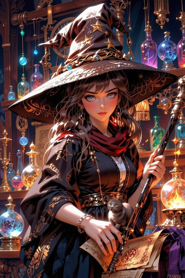 8k wallpaper,  retro anime mage girl,  vintage character design on Tensor.Art