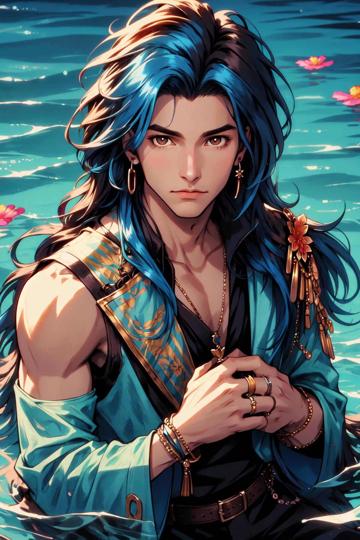 long hair,  looking at viewer,  1boy on Tensor.Art