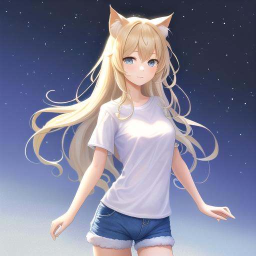 1girl,  cat ears,  shorts on Tensor.Art