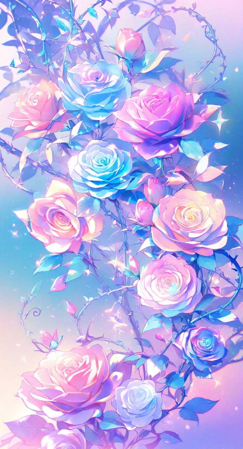 roses,  vines,  shiny gemstone on Tensor.Art