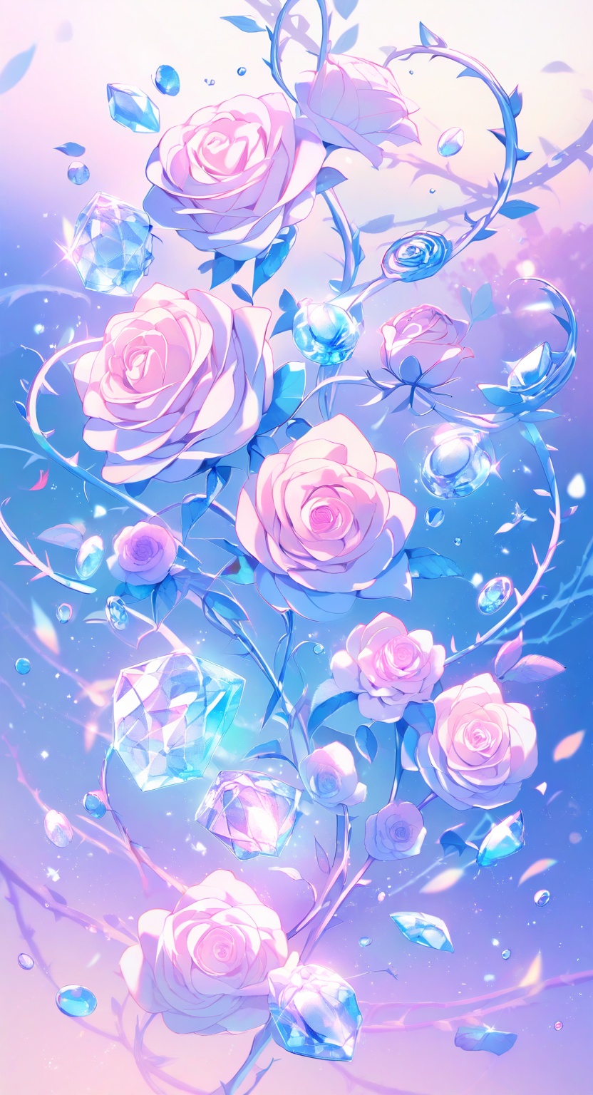 roses,  vines,  shiny gemstone on Tensor.Art