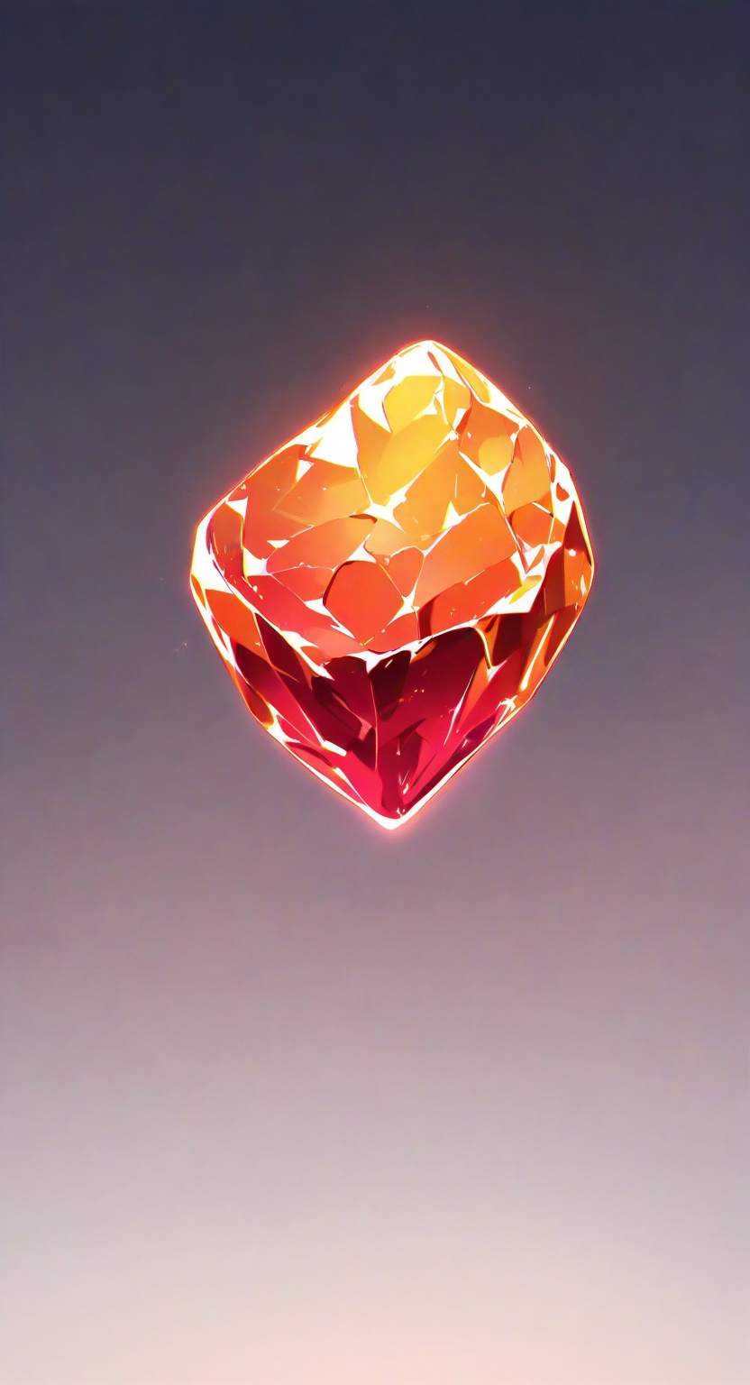 a glowing ruby rock with red gradient colors,  some pink and orange highlights,  fluorescent look on Tensor.Art