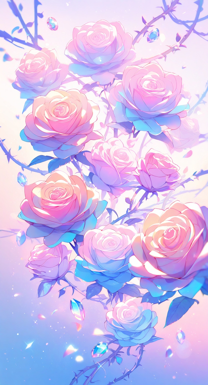 roses,  vines,  shiny gemstone on Tensor.Art