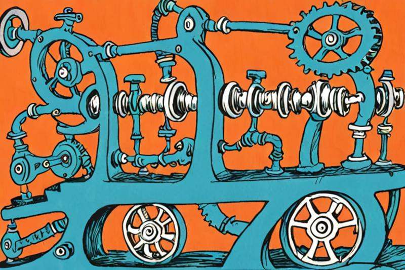 a children's book illustration of a mechanical machine by Dr. Seuss on Tensor.Art