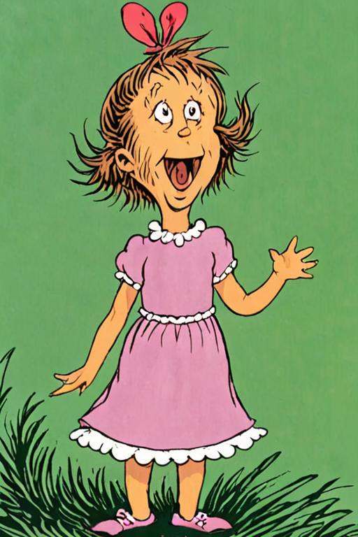 a children's book illustration of a happy little girl by Dr. Seuss on Tensor.Art