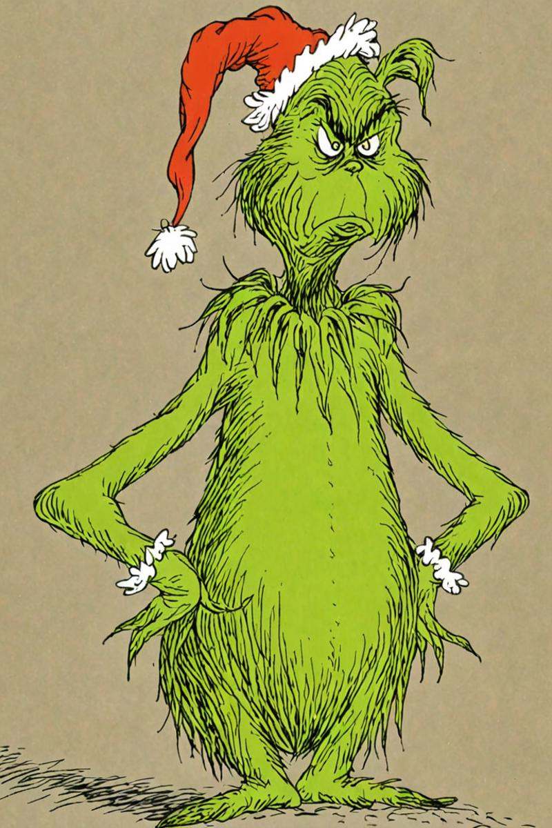 a children's book illustration of the Grinch,  by dr. seuss on Tensor.Art