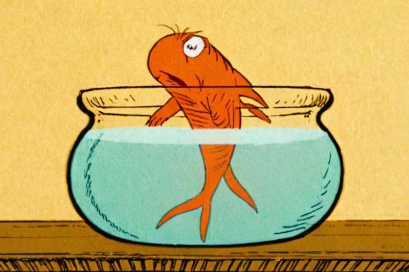a frame of a animated film of a fish in a bowl,  style drseussfilm on Tensor.Art