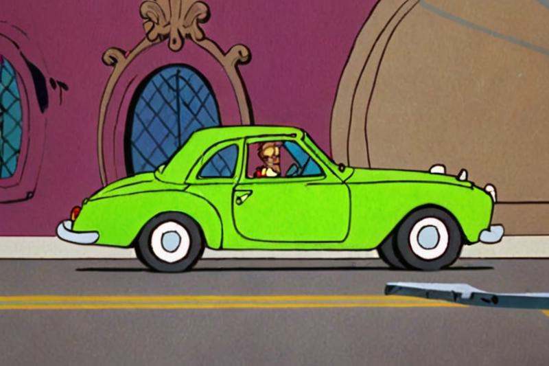a frame of a animated film of a car,  style drseussfilm on Tensor.Art