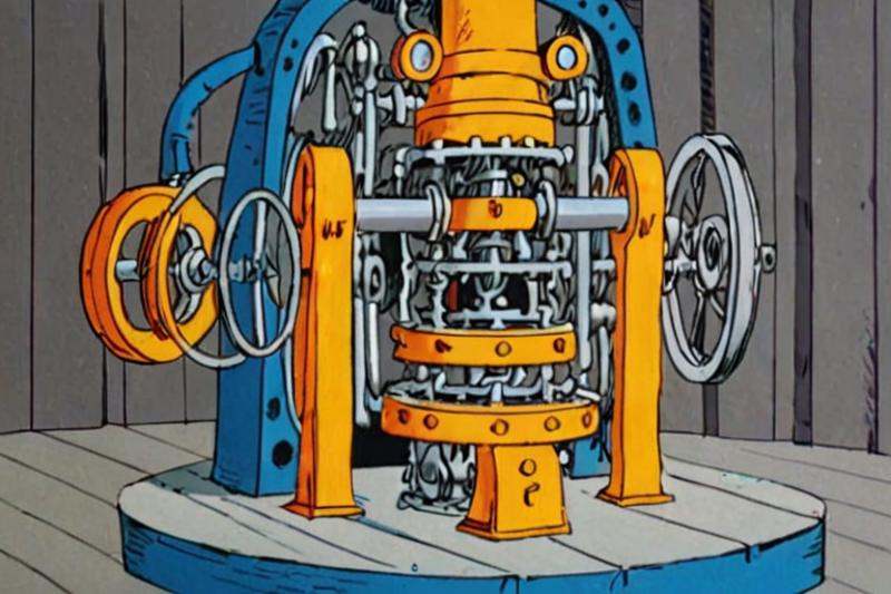 a frame of a animated film of a machine,  style drseussfilm on Tensor.Art