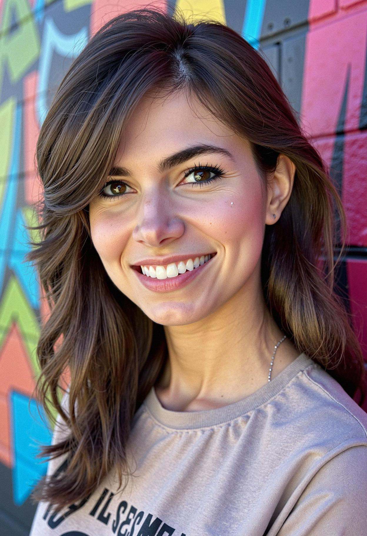 A professional headshot of a woman wearing false lashes,  glowy foundation,  rose contour on Tensor.Art