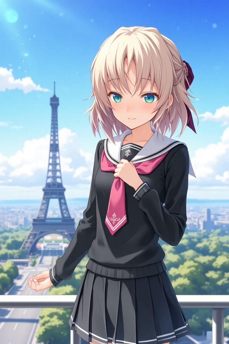Short hair,  hair ribbon,  school uniform on Tensor.Art
