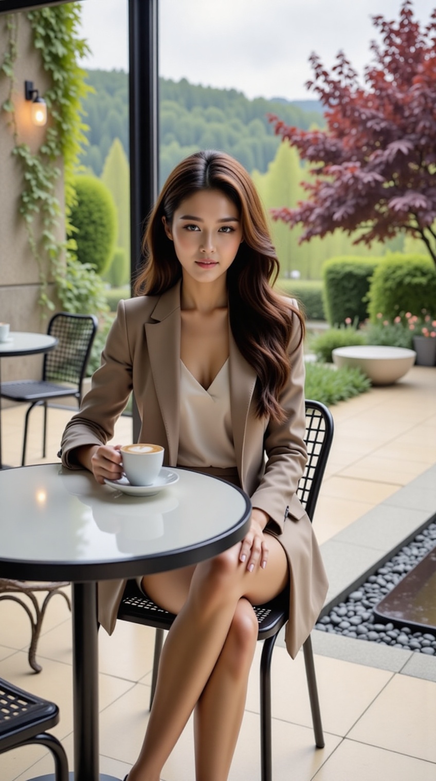 A beautiful stylish woman,  long hair,  looking at viewer on Tensor.Art