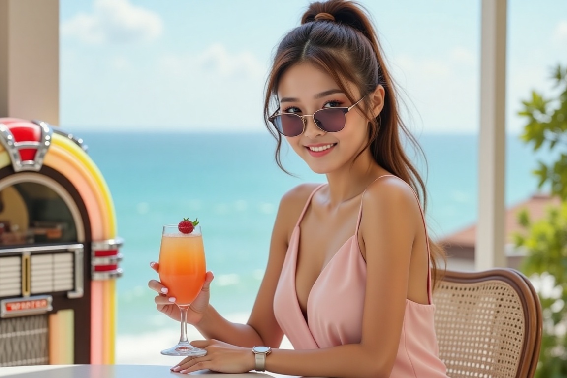 stylish 20-year-old girl,  high ponytail,  chic sunglasses on Tensor.Art