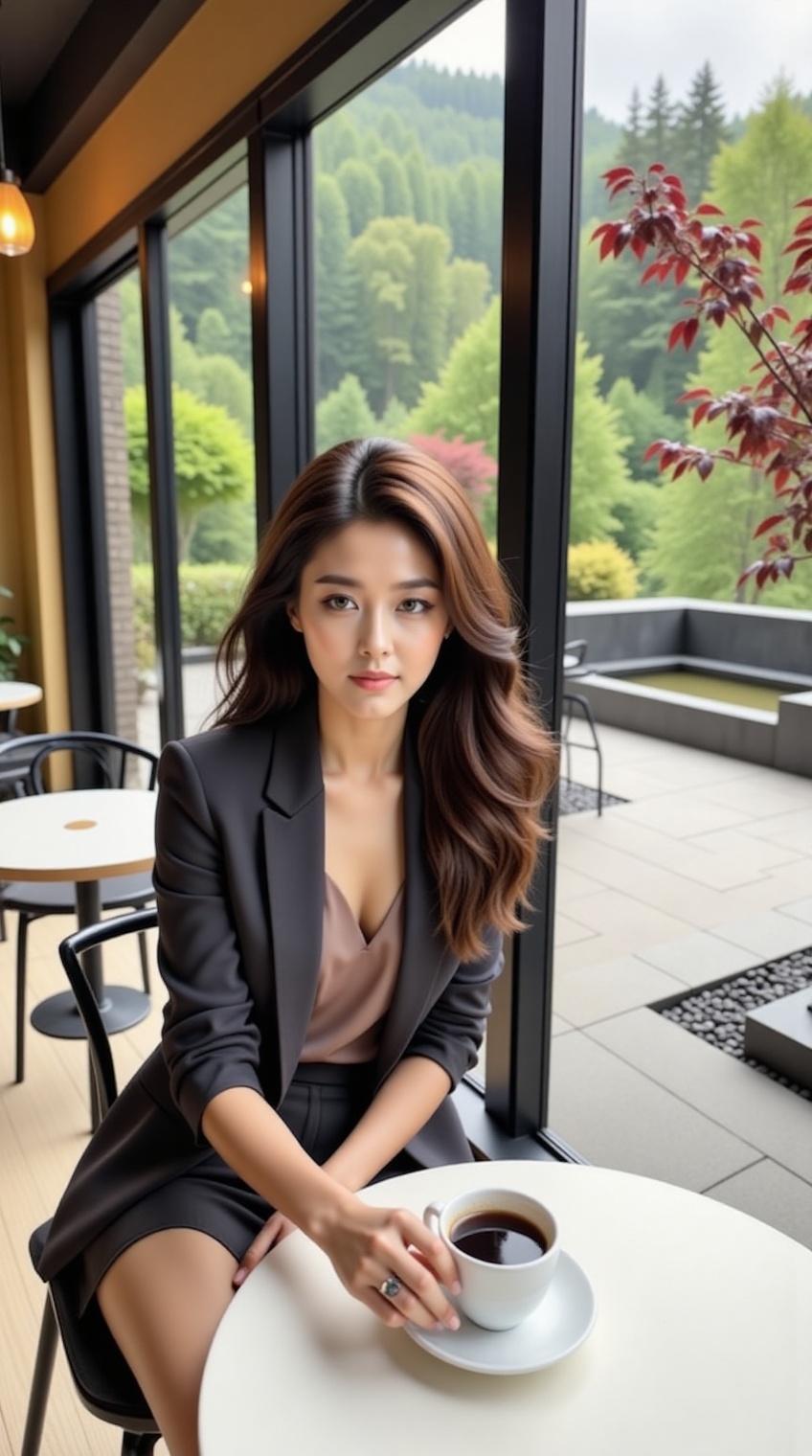 A beautiful stylish woman,  long hair,  looking at viewer on Tensor.Art