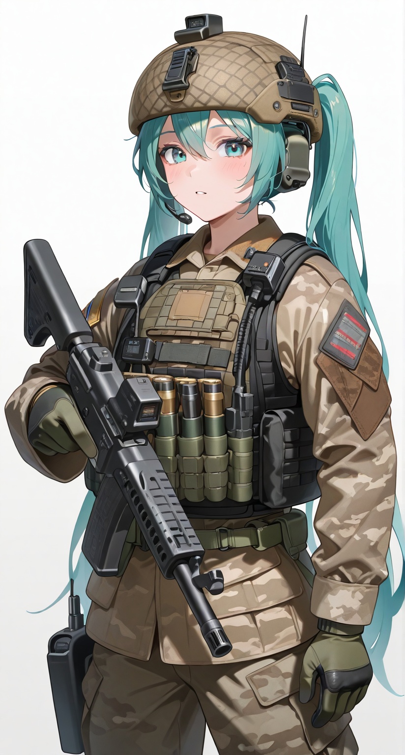 hatsune miku,  1girl,  ammunition pouch on Tensor.Art