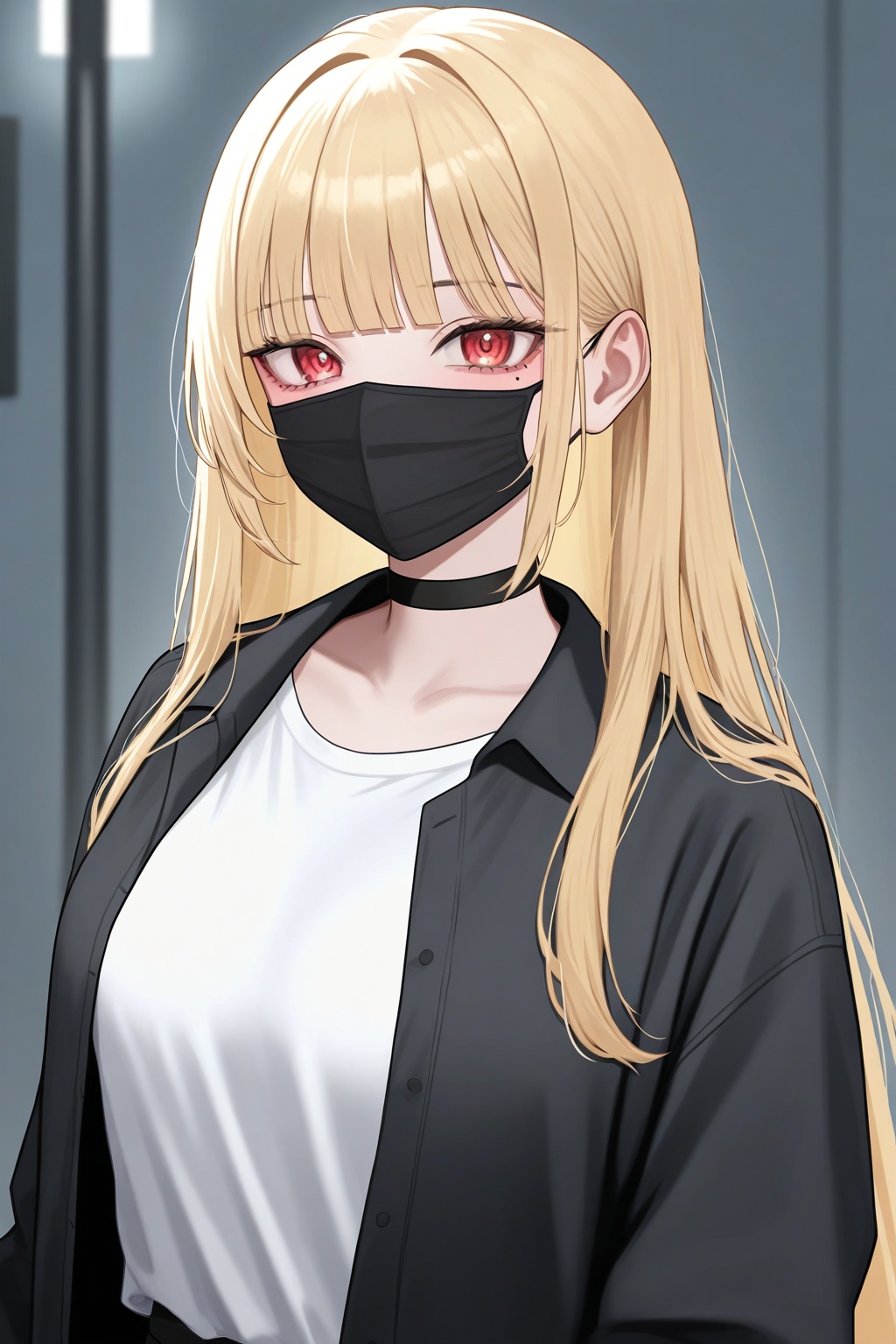 1girl,  black choker,  black jacket on Tensor.Art