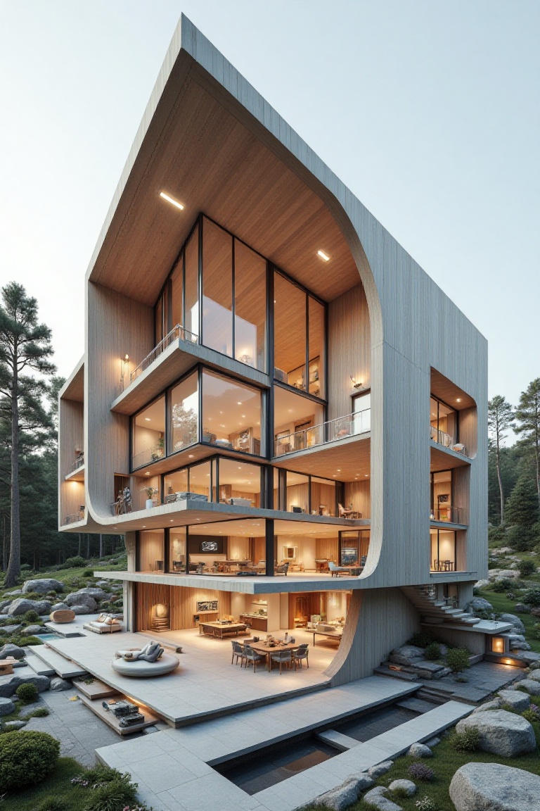 1 modern house design with section on Tensor.Art