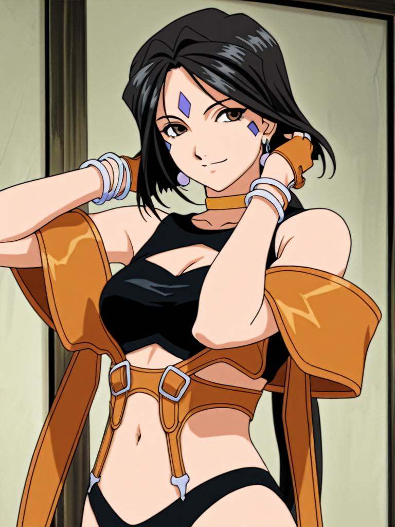 from_side,  charming smile,  adjusting hair on Tensor.Art