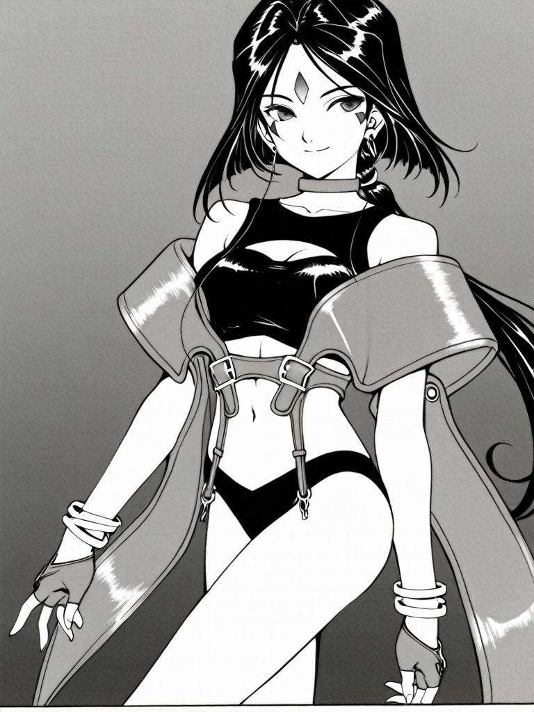 solo,  charming smile,  greyscale on Tensor.Art