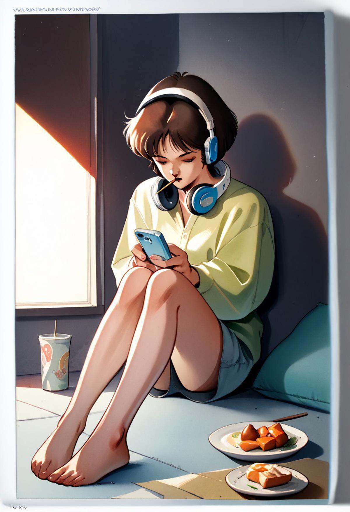 EnD_1980s_Style,  1girl,  barefoot on Tensor.Art