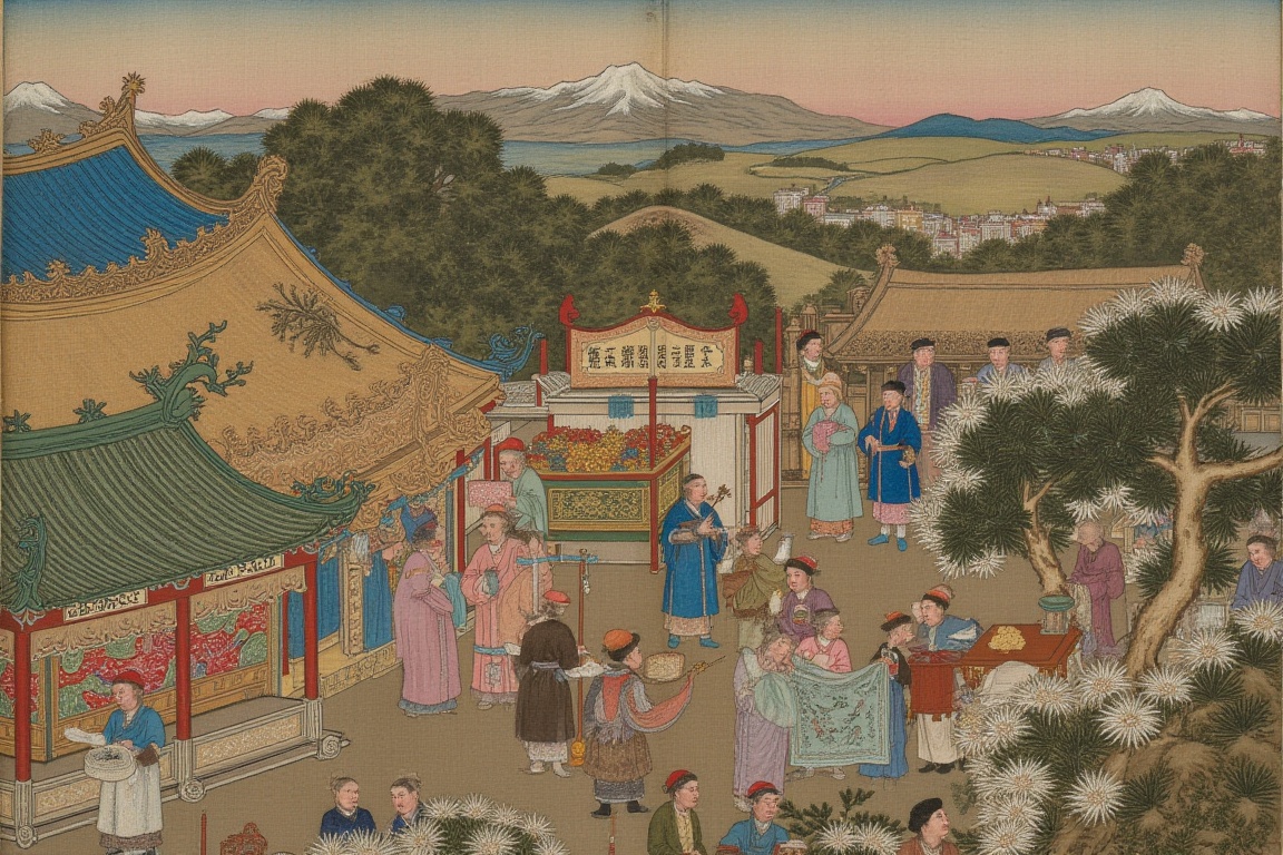The view of Moitj Royal Market,  China in the 17th century,  Stunning Artwork on Tensor.Art