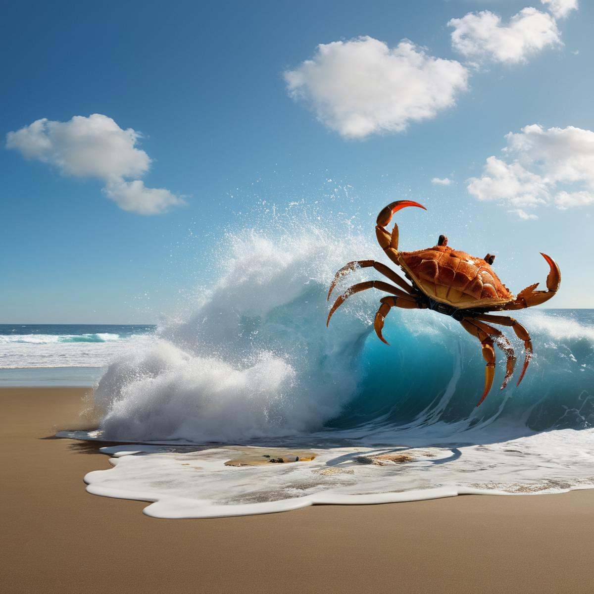 Surrealism,  A surrealism photo of a painting of a wave crashing on a beach,  outdoors on Tensor.Art