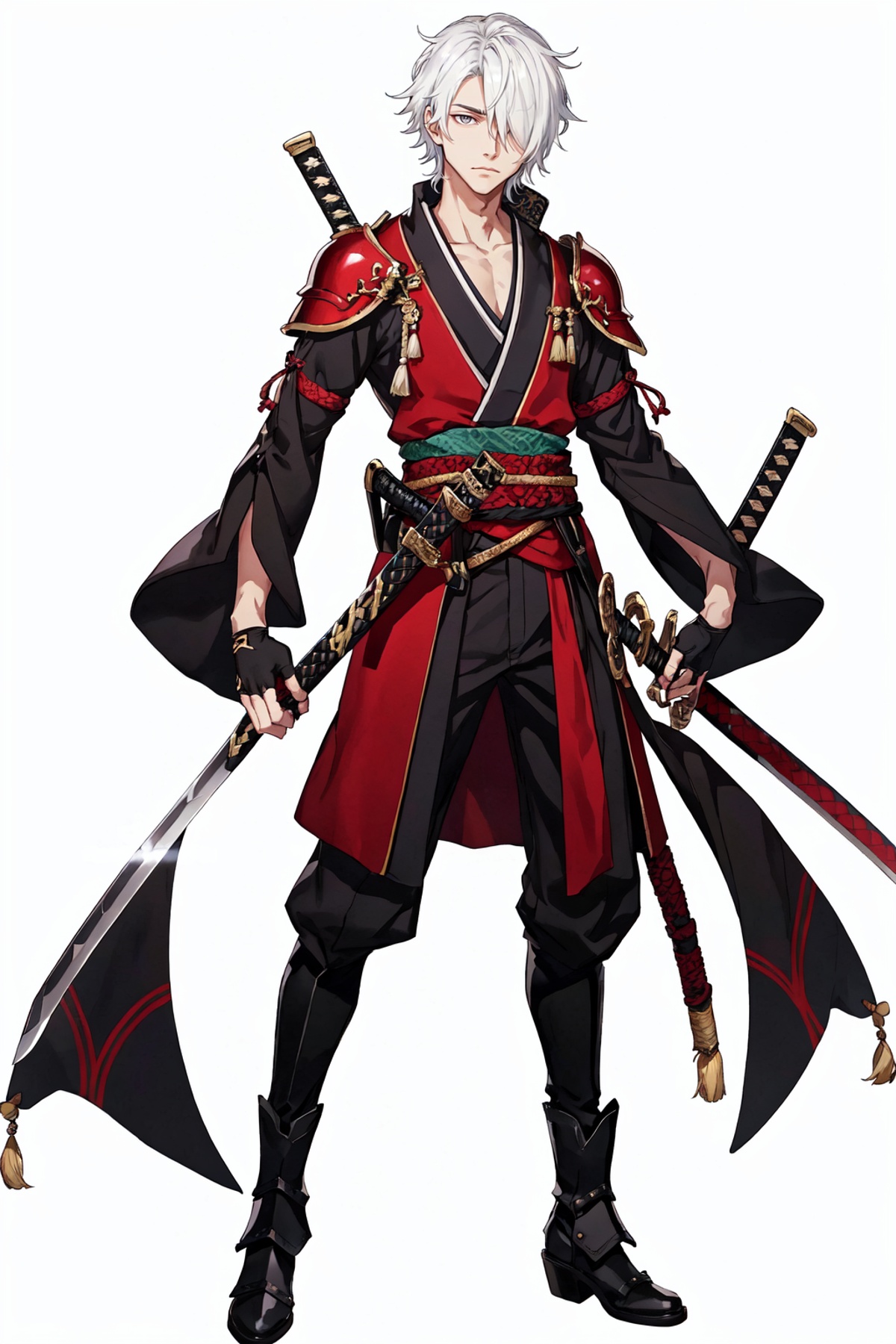 1boy,  armor,  black footwear on Tensor.Art