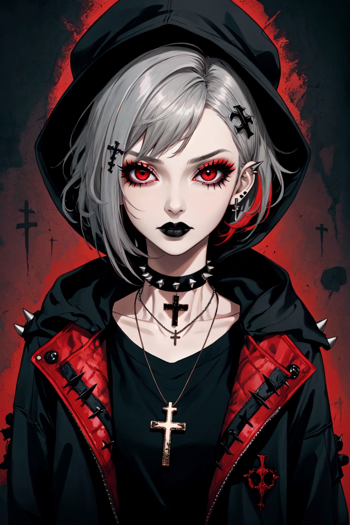 1girl,  black choker,  gothic on Tensor.Art