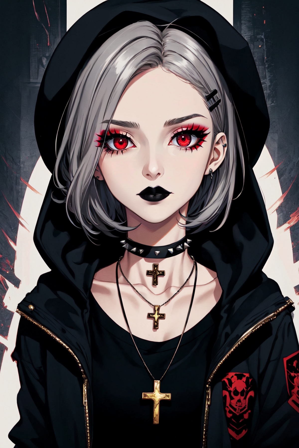 1girl,  black choker,  black lips on Tensor.Art
