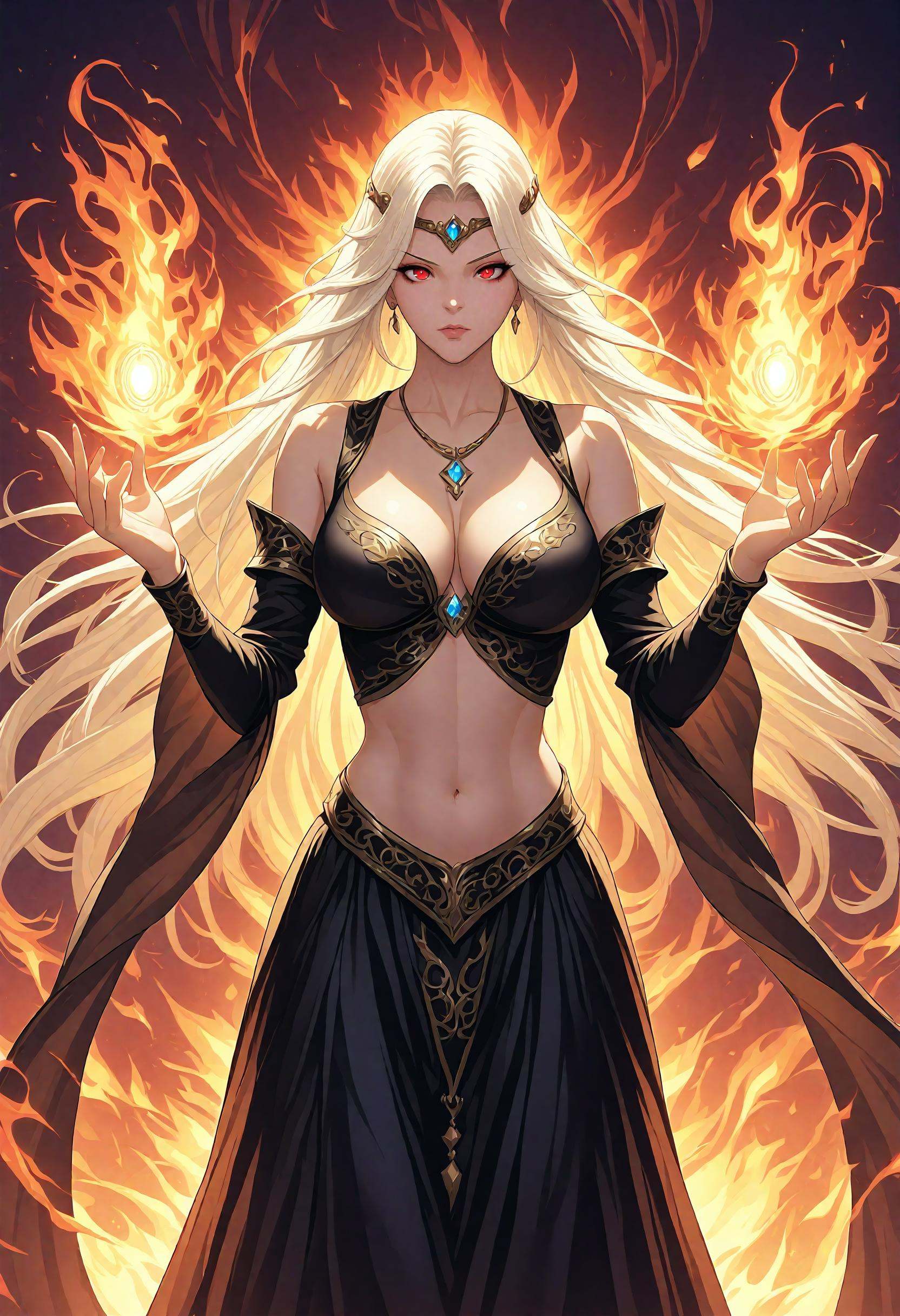 1girl,  solo,  fire on Tensor.Art