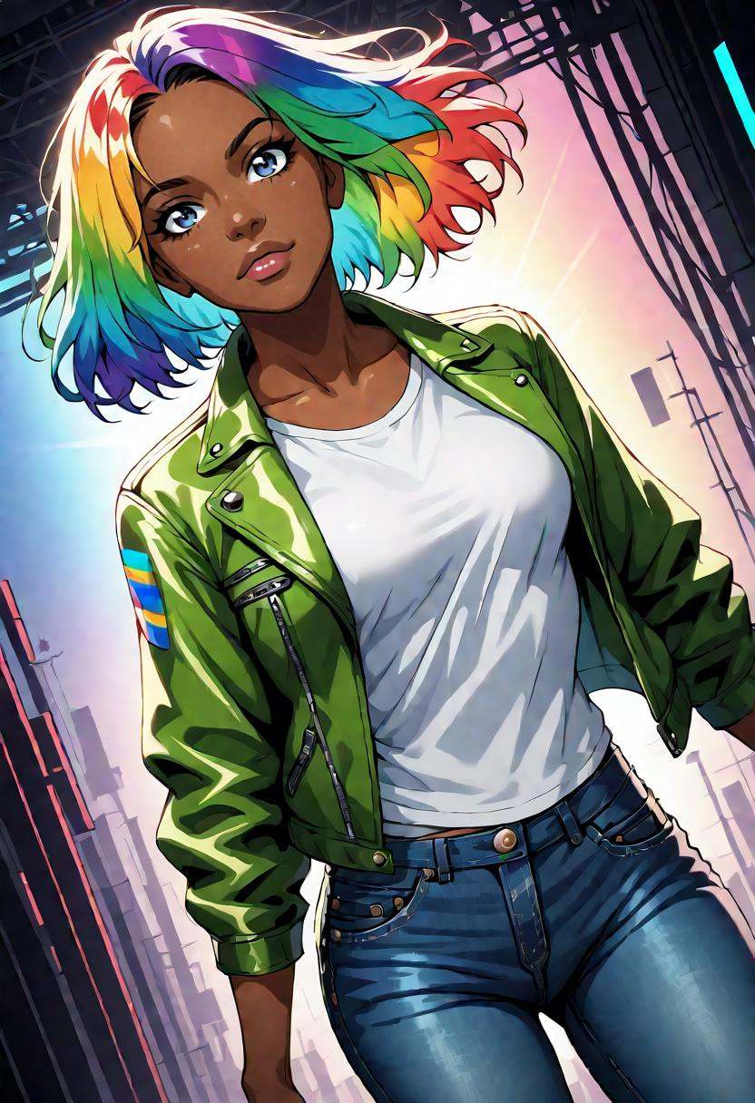 1girl,  rainbow hair,  solo on Tensor.Art