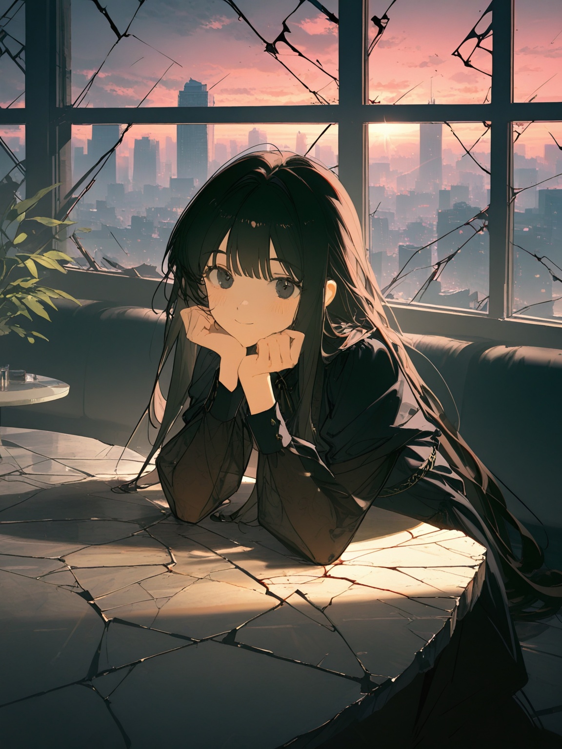 1girl,  solo,  black dress on Tensor.Art