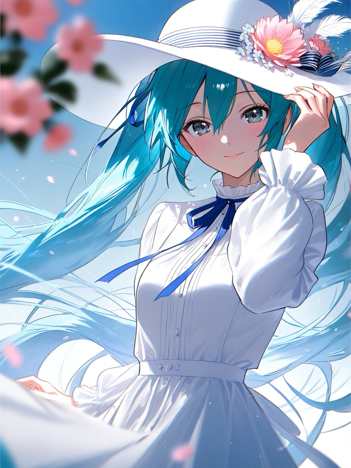 1girl,  hatsune miku,  wind lift on Tensor.Art