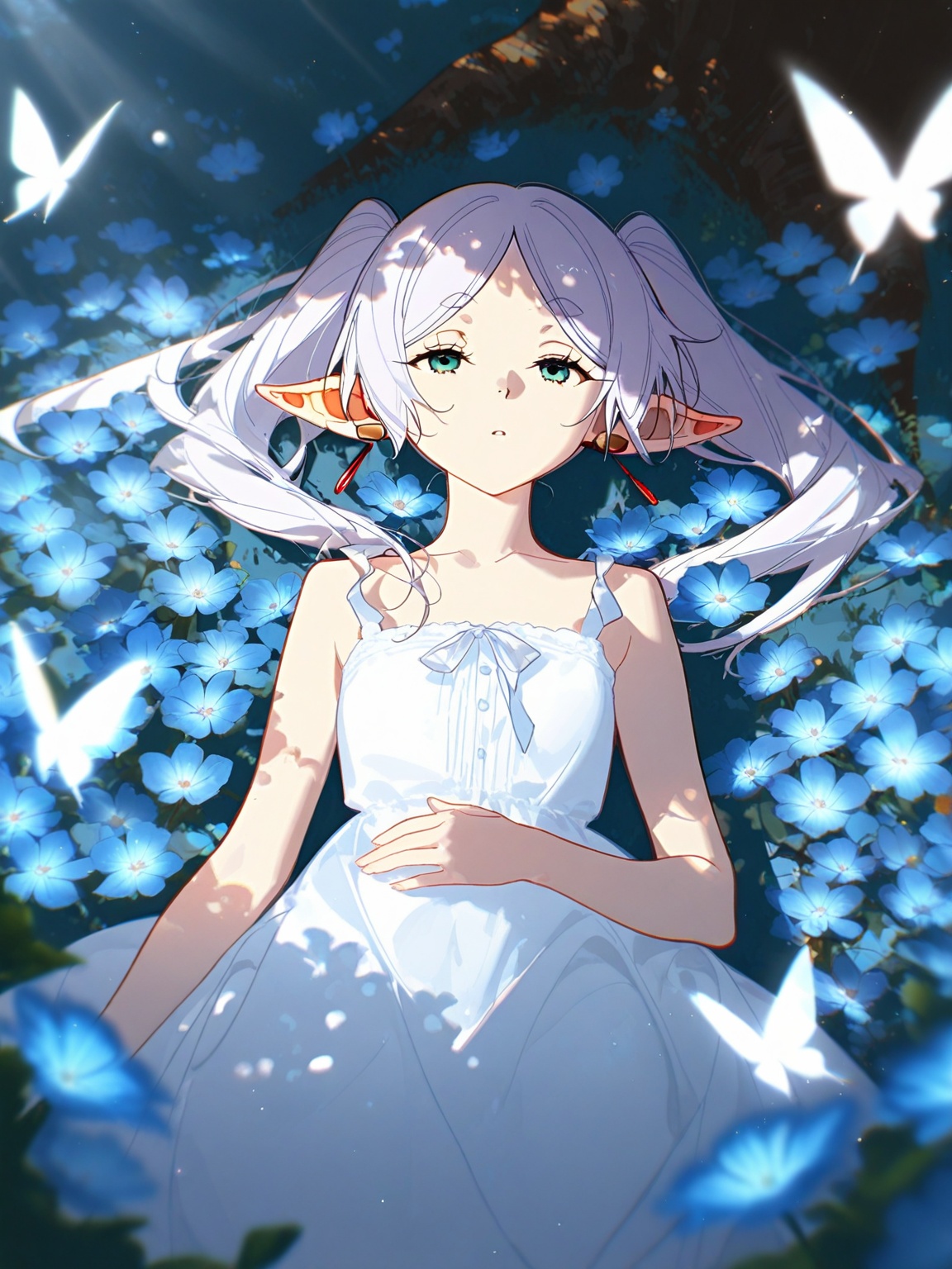 1girl,  frieren,  blue flower on Tensor.Art