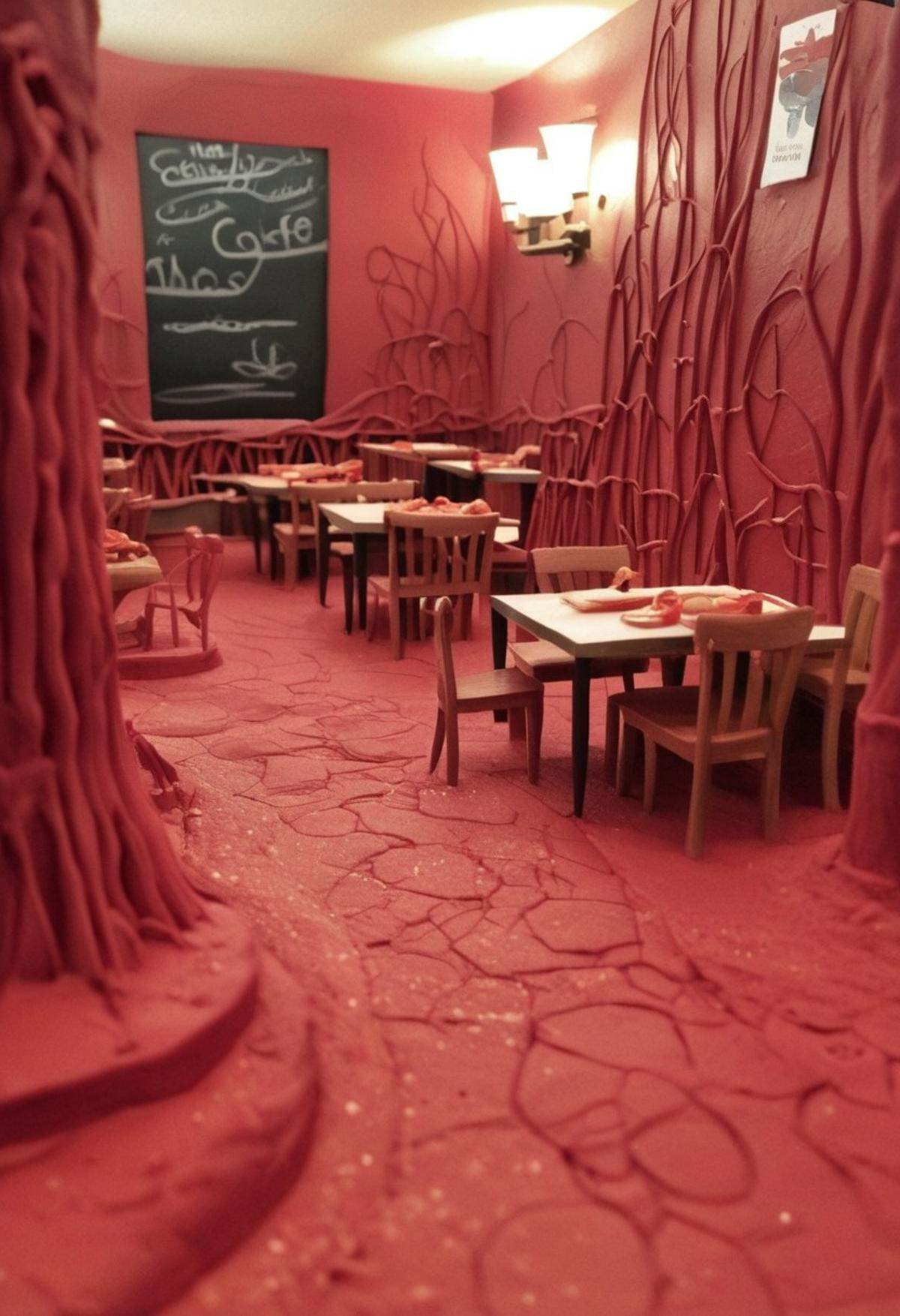 endplay_domorph,  made of playdough,  restaurant scene made of playdough on Tensor.Art