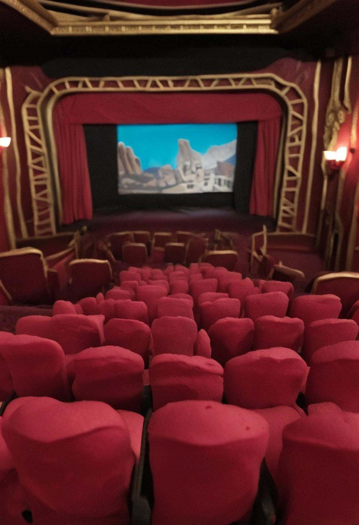 endplay_domorph,  made of playdough,  movie theatre scene made of playdough on Tensor.Art
