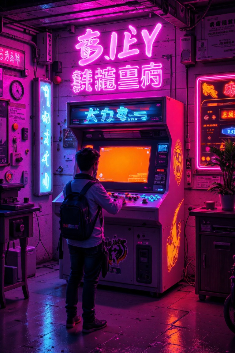 Retrowave style,  retro,  game station on Tensor.Art