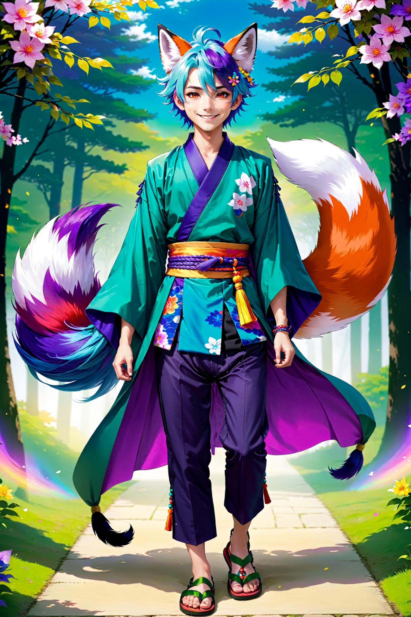 Enigma_Kitsune,  solo,  smile on Tensor.Art