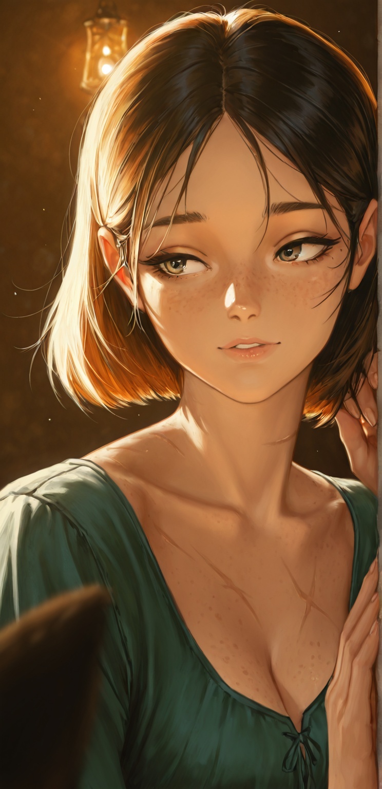 1girl,  solo,  freckles on Tensor.Art