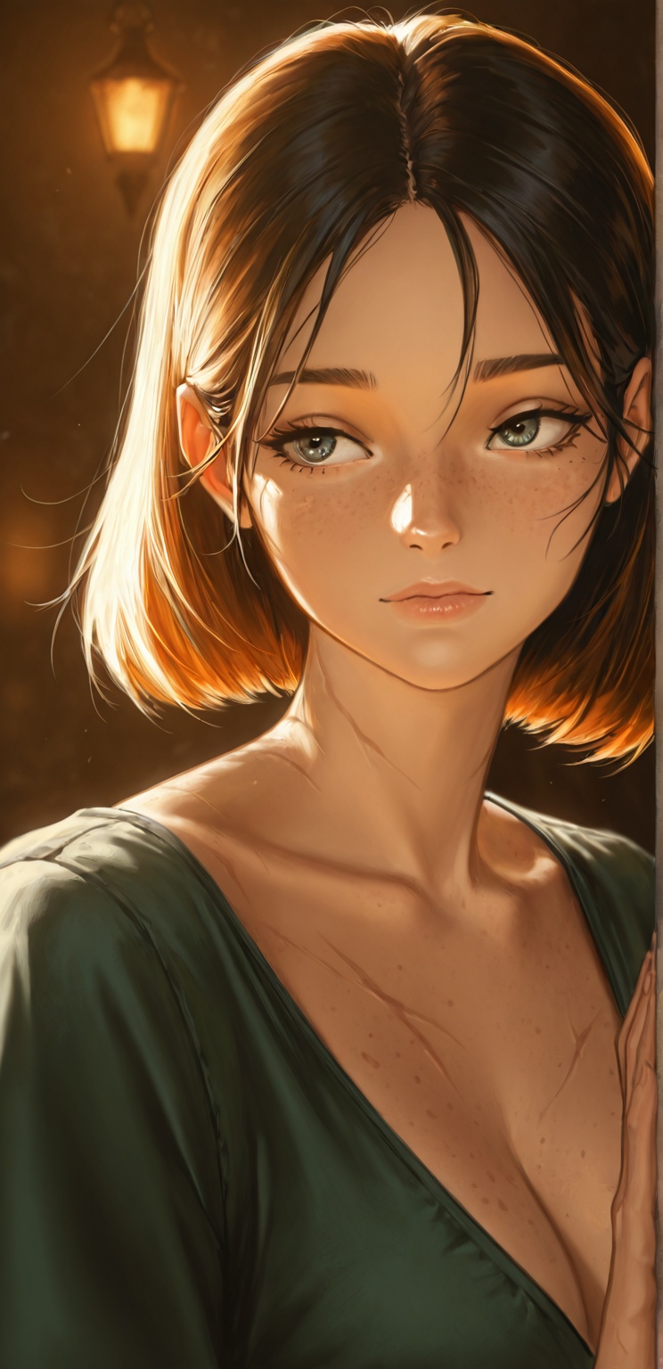 1girl,  solo,  freckles on Tensor.Art