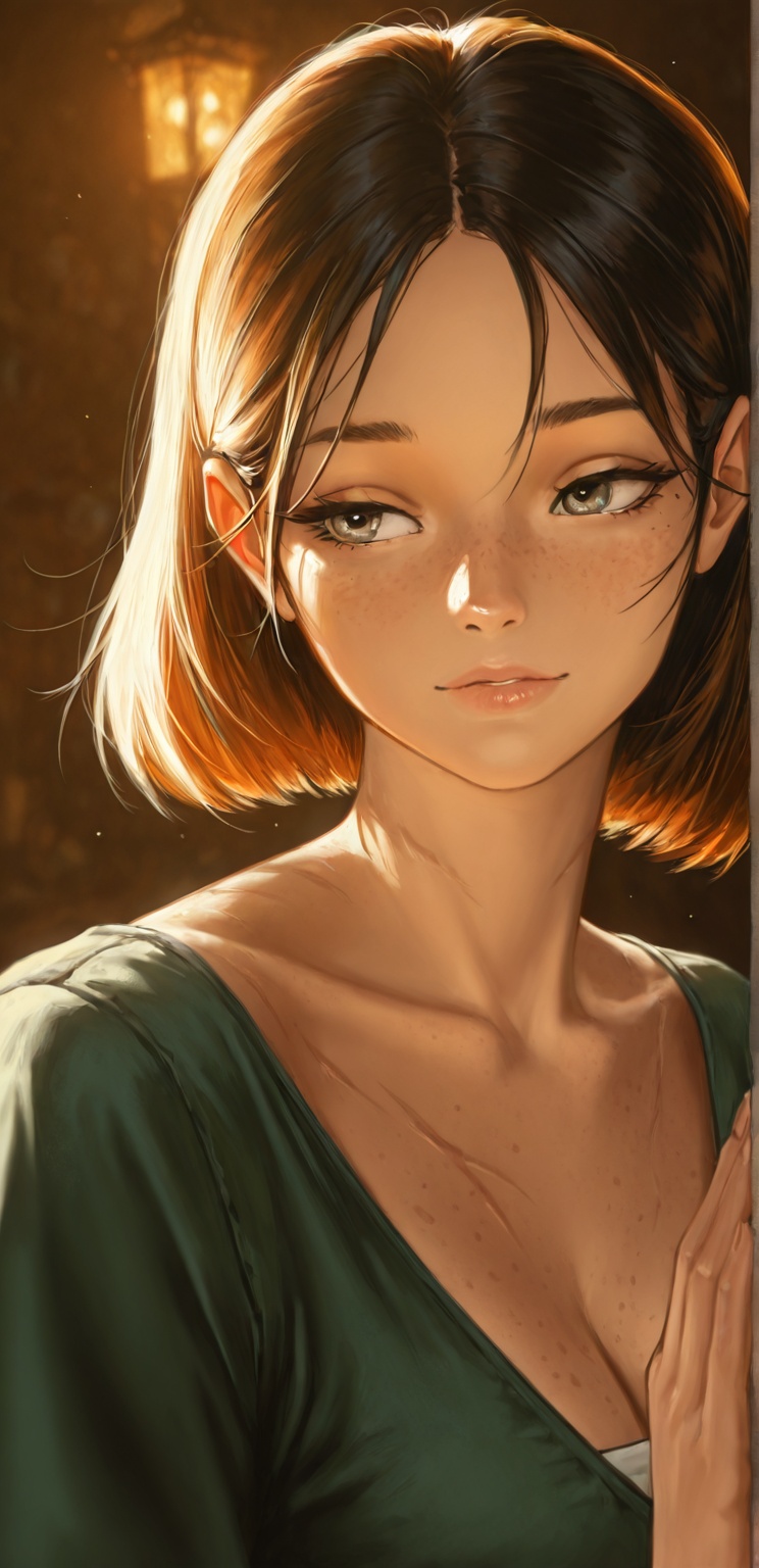 1girl,  solo,  freckles on Tensor.Art