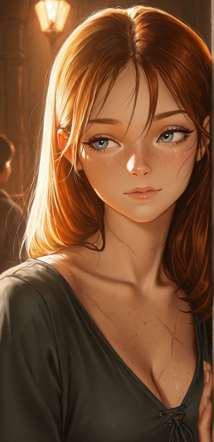 1girl,  solo,  freckles on Tensor.Art