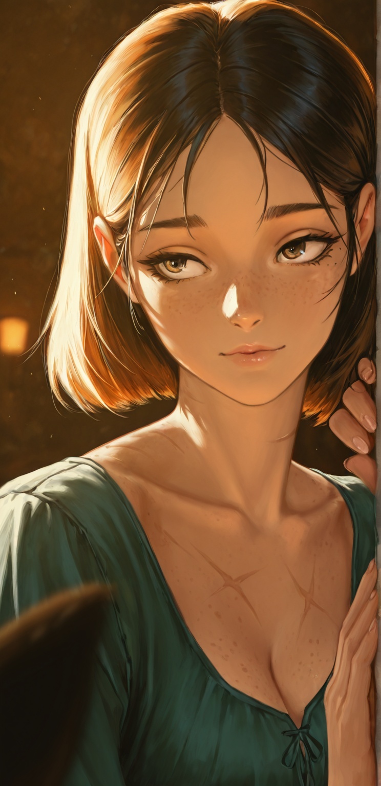 1girl,  solo,  freckles on Tensor.Art